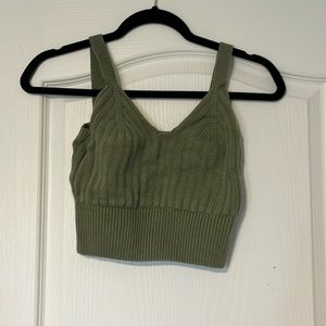 streetwear society knitted sage green crop top